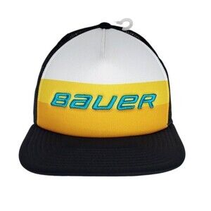 Bauer Three Stipes Surfer Skater Ski Trucker Mesh Foam Snapback Hat New Era Cap